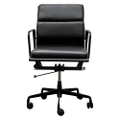 Replica Eames PU Leather Soft Pad Office Chair, Mid Back, Black