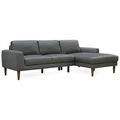 Dumas Leather Corner Sofa, 2 Seater with RHF Chaise, Charcoal Grey