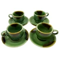 Buri Thai Celadon Ceramic Espresso Cup & Saucer Set, Set of 4