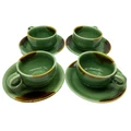 Buri Thai Celadon Ceramic Coffee Cup & Saucer Set, Set of 4