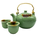 Buri 3 Piece Thai Celadon Ceramic Oriental Teapot & Cup Set