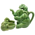 Surin 3 Piece Thai Celadon Ceramic Elepant Teapot & Cup Set, Large