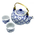 Miyako 3 Piece Hand Painted Ceramic Oriental Teapot & Cup Set, No.2, Small