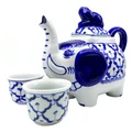 Miyako 3 Piece Hand Painted Ceramic Oriental Teapot & Cup Set, No.3, Large