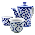 Miyako 3 Piece Hand Painted Ceramic Oriental Teapot & Cup Set, No.4