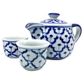 Miyako 3 Piece Hand Painted Ceramic Oriental Teapot & Cup Set, No.5, Small