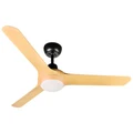 Ventair Spyda Commercial Grade Indoor / Outdoor 3 Blade Ceiling Fan with CCT LED Light, 125cm/50", Bamboo
