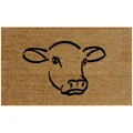 Cow Head Stick Figure Coir Doormat, 75x45cm