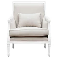 Lapalisse Handcrafted Fabric & Mindi Wood Armchair, White
