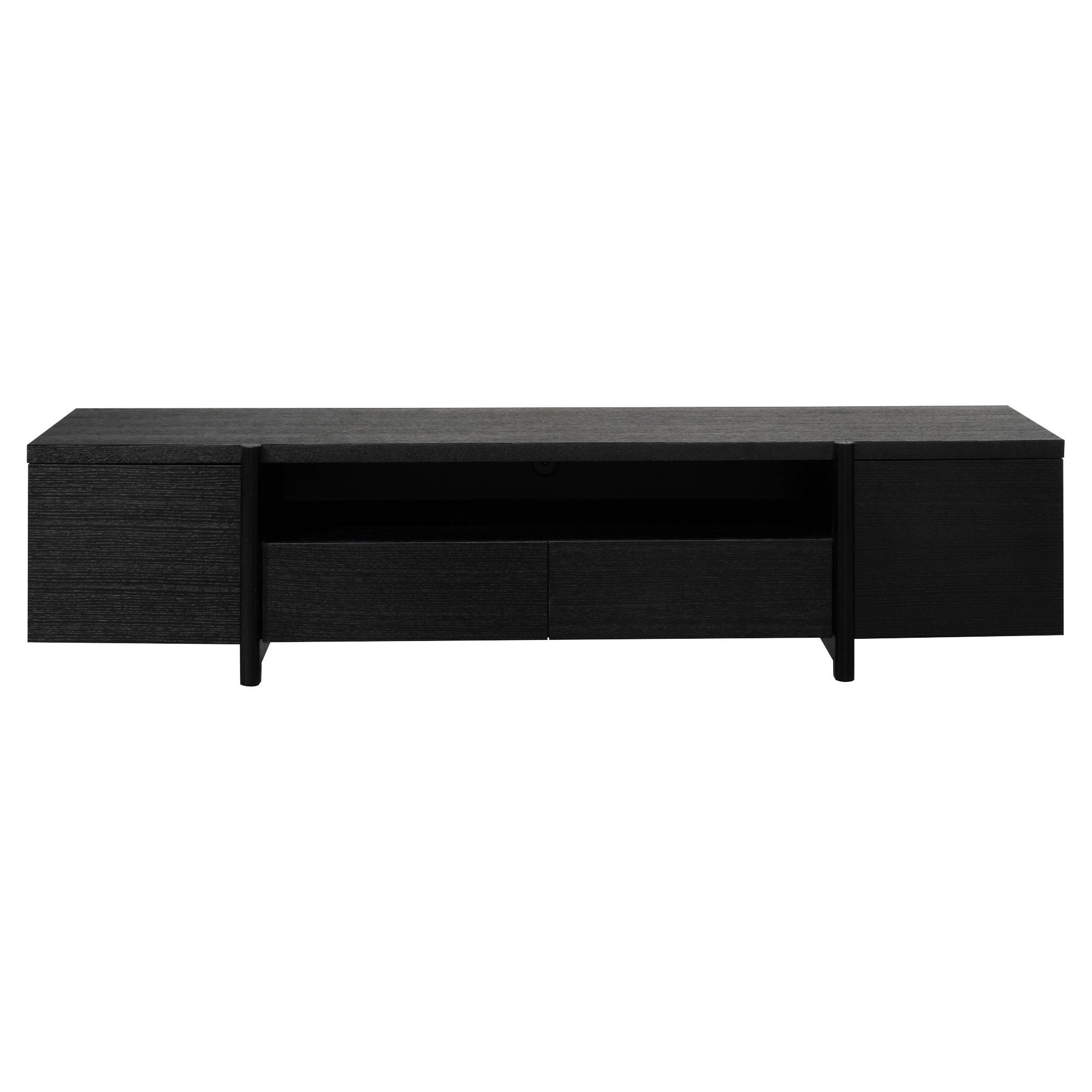 Stanford Wooden 2 Door 2 Drawer Lowline TV Unit, 210cm, Black