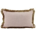 Farra Fringed Linen Lumbar Cushion, Pink