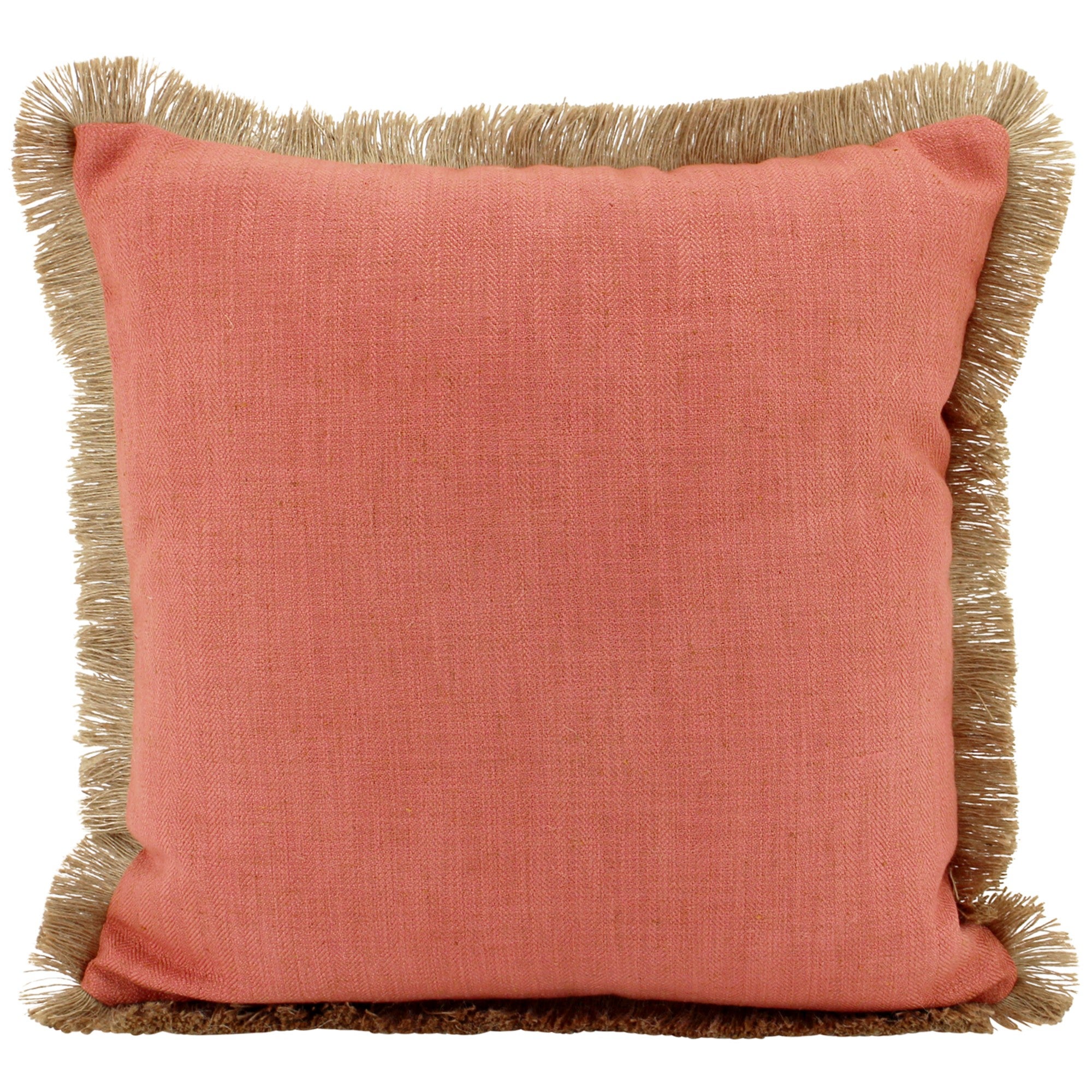 Farra Fringed Linen Scatter Cushion, Rust