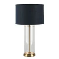 Left Bank Glass Base Table Lamp, Brass / Navy