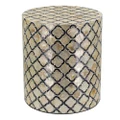 Eliat Seashell Inlay Round Accent Stool / Side Table