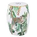 Leopard Ceramic Drum Stool / Side Table