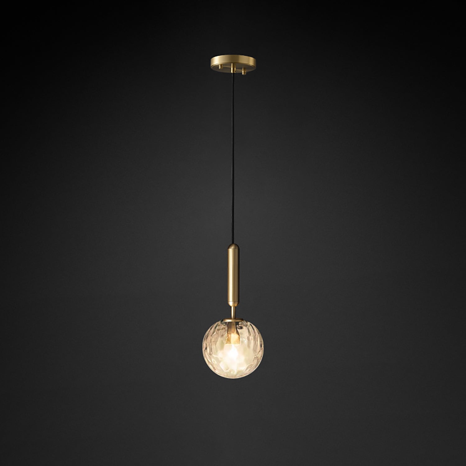 Omo Glass Ball Pendant Light, Brass / Clear