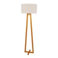 Edra Scandi Timber Base Floor Lamp, White Shade