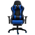 Cybertan PU Leather Gaming Chair with Telescopic Footrest, Black / Blue