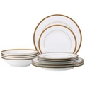 Noritake Charlotta Gold Microwave Safe Fine Porcelain 12 Piece Dinner Set