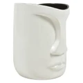 The Face Ceramic Planter, Medium Pearl White