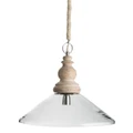 Conical Timber & Glass Cone Pendant Light