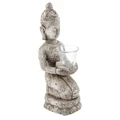 Stetson Ceramic Kneeling Buddha Candle Holder, Antique White