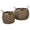 Equador 2 Piece Woven Water Hyacinth Basket Set, Round