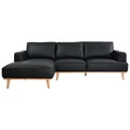 Rocella Italian Leather Corner Sofa, 2.5 Seater with LHF Chaise, Black