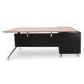 Milando Executive Office Desk with Left Return, 195cm, Walnut / Black