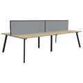 Eternity Back-To-Back Office Workstation with Screen, 4 Person, 300cm, Oak / Black
