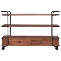 Belvoir Reclaimed Timber & Iron Low Display Shelf with Castors