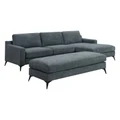 Rafal Fabric Corner Modular Sofa, 3 Seater with RHF Chaise & Ottoman, Dark Grey