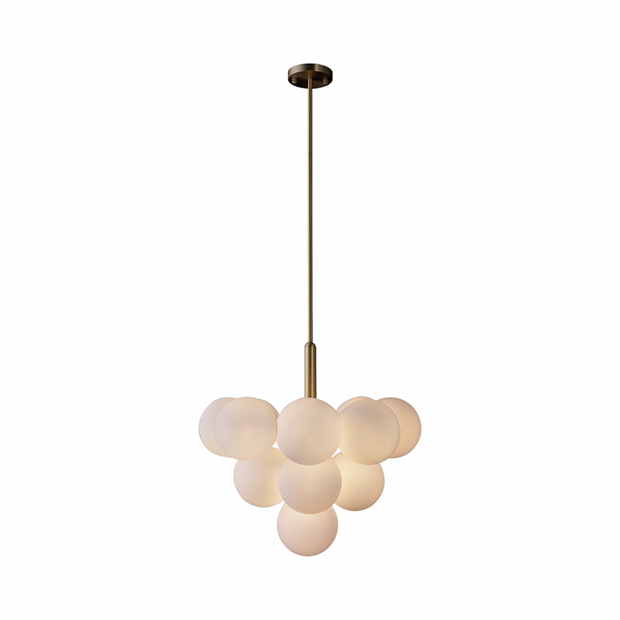 Omo Glass Ball Cluster Pendant Light, Large, Brass / Opal