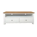 Lucia Timber 2 Drawer TV Unit, 140cm, Natural / Distressed White