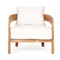 Hasmark Fabric & Teak Timber Outdoor Lounge Armchair, Natural / Off White
