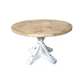 Brussels Reclaimed Elm Timber Round Dining Table, 150cm, Natural / Distressed White