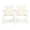 Marlo Metal Stackable Outdoor Dining Armchair, Set of 4, White