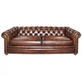 Wickford Leather Chesterfield Sofa, 3 Seater, Fontana Brown