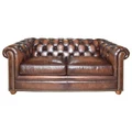 Wickford Leather Chesterfield Sofa, 2 Seater, Fontana Brown