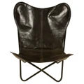 Jaipur Leather Butterfly Chair, Black