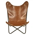 Jaipur Leather Butterfly Chair, Vintage Tan / Black