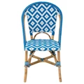 Positano Rattan Bistro Dining Chair, Blue White Diamond