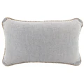 Farra Rope Trimed Linen Lumbar Cushion, Light Grey