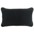 Farra Rope Trimed Linen Lumbar Cushion, Black