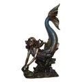 Veronese Cold Cast Bronze Coated Mermaid Figurine, Collecting pearl