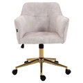 Kipper Velvet Fabric Office Chair, Beige / Gold