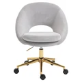 Octavia Velvet Fabric Office Chair, Light Grey