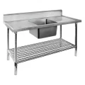 Stainless Steel Sink Bench 1200 W x 600 D with Single Centre Bowl and 150mm Splashback