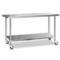 Stainless Steel Kitchen Bench with Wheels 1829 W x 610 D