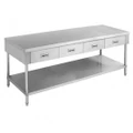 Stainless Steel Bench With 4 Drawers 1800 W x 700 D